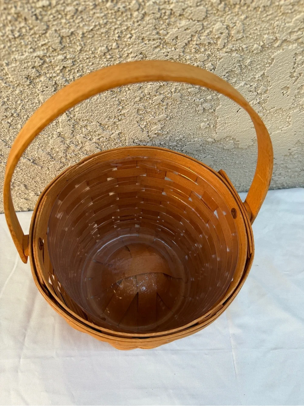 Longaberger Apple Basket or Fruit Basket Round basket with swing handle